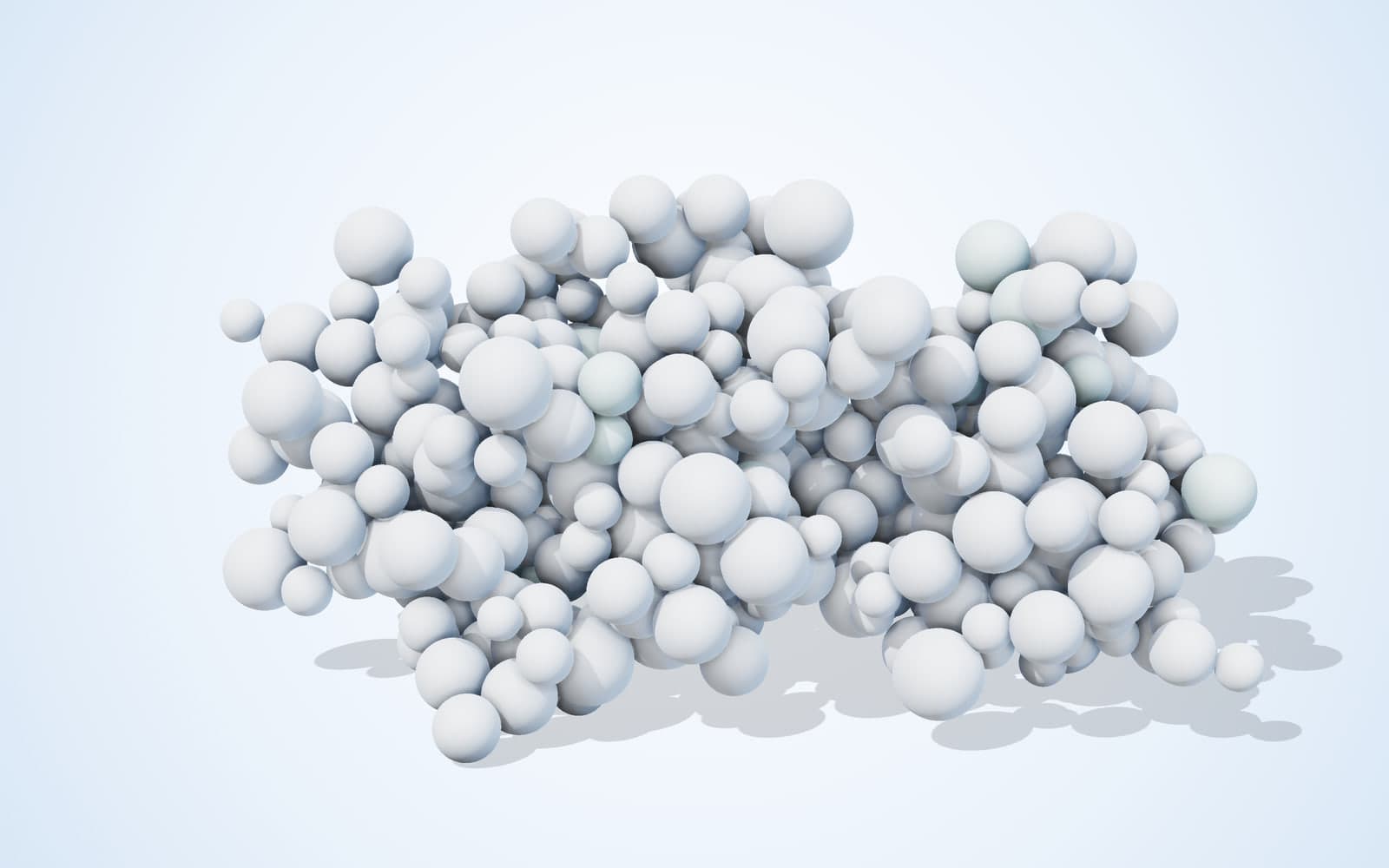 Illustrative render of aggregated fine particles, evoking an amorphous microstructure
