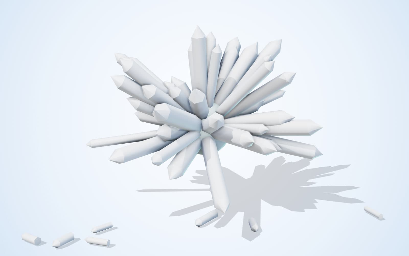 Illustrative render of hexagonal mineral crystals, evoking a calcium phosphate structure