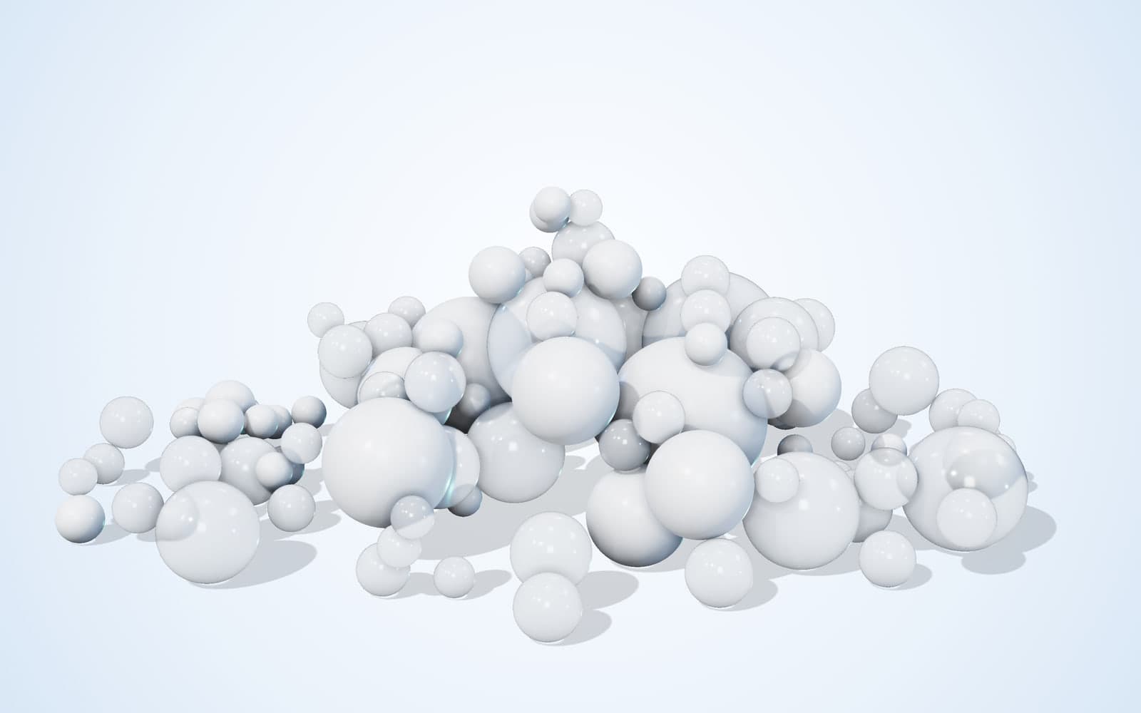 Illustrative render of polymer beads, evoking a PMMA-based material